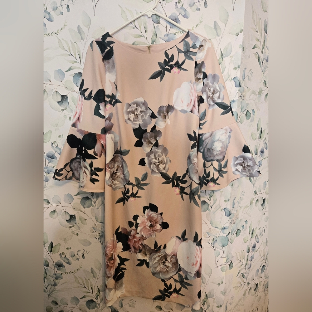 Calvin Klein Floral Bell Sleeve Dress